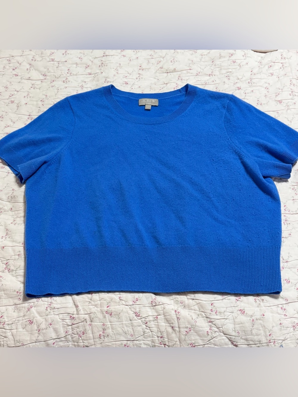 J. Crew Blue Crewneck Short Sleeve Sweater
